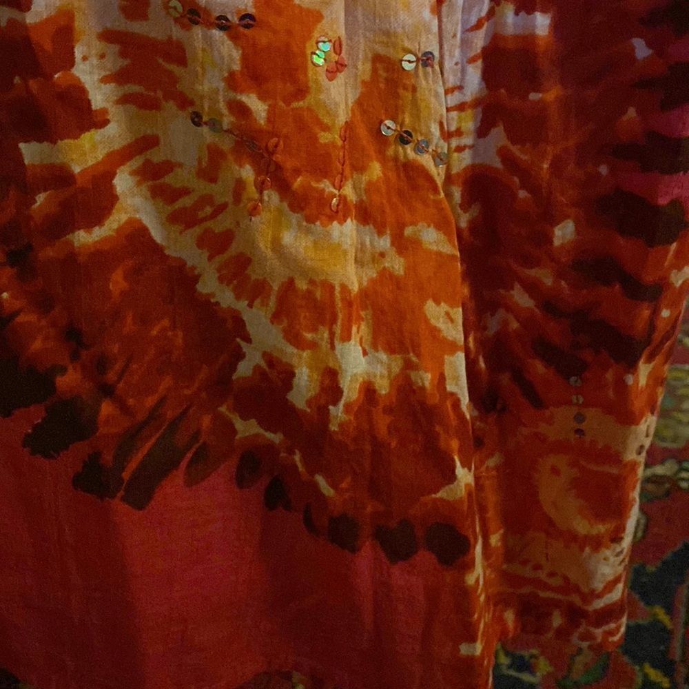 Hot pink and orange maxi dress with elastic back sz L. 100% cotton - Picture 10 of 10